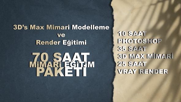 3d's max mimari kursları başlıyor